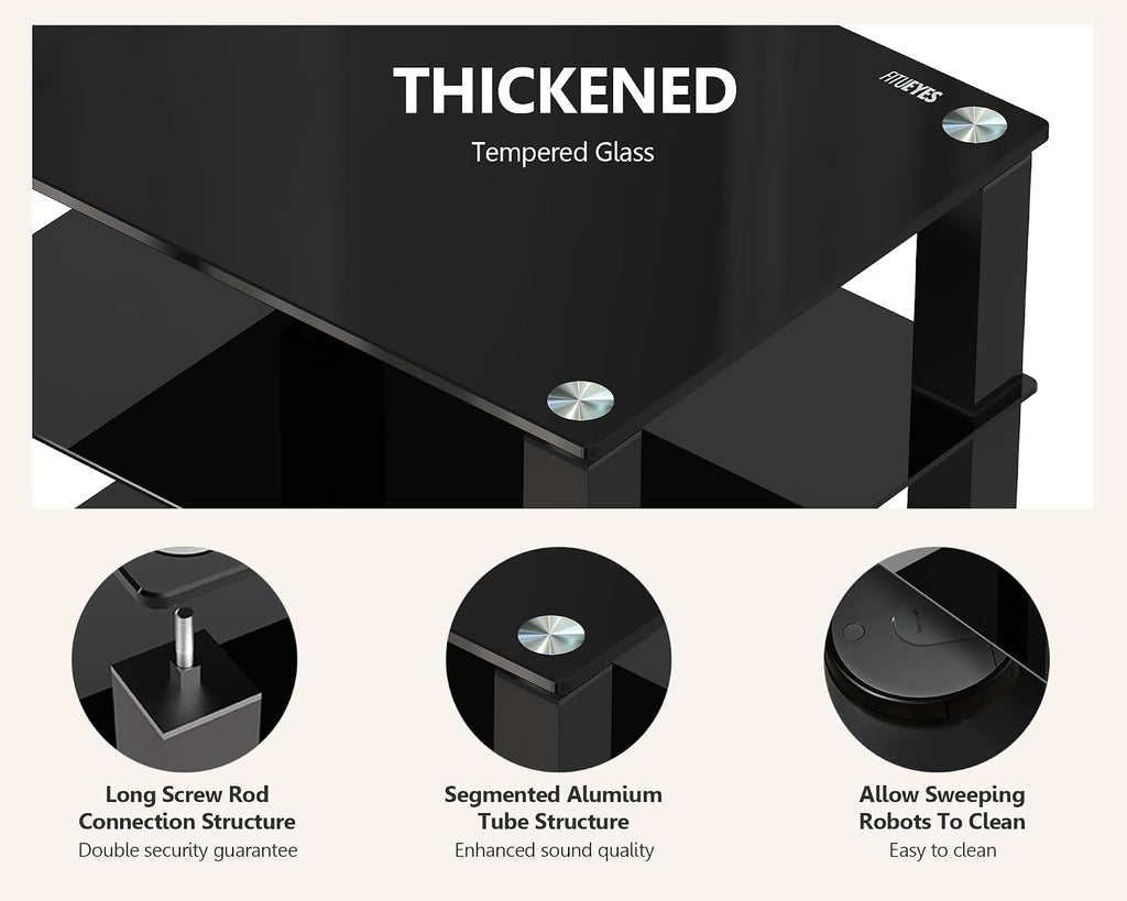 4‑Tier Media Stand With Glass Shelf