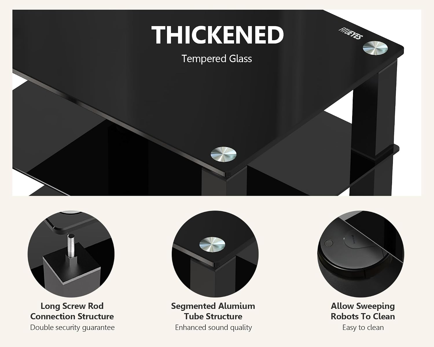4‑Tier Media Stand With Glass Shelf