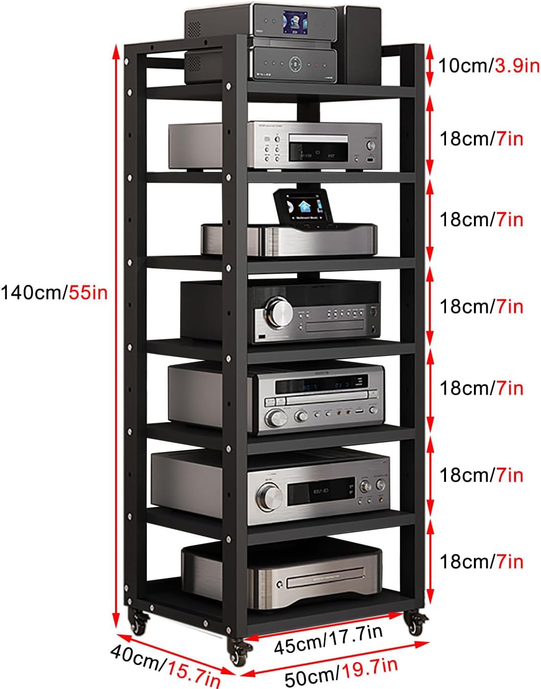 7‑Tier 140cm Heavy Duty Audio Component Rack