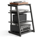 4‑Tier Black Corner AV Media Stand Adjustable Shelves