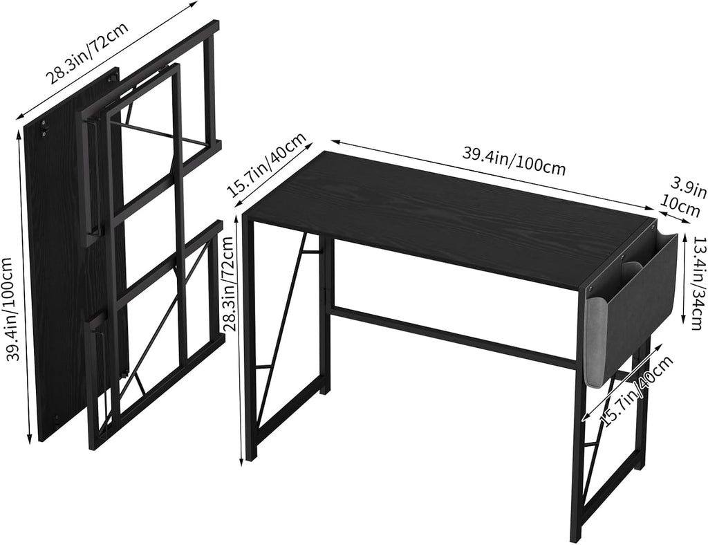 39.4" Black Folding Computer Desk