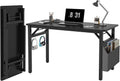 31.5" Black Folding Computer Desk With Storage Bag & Hooks