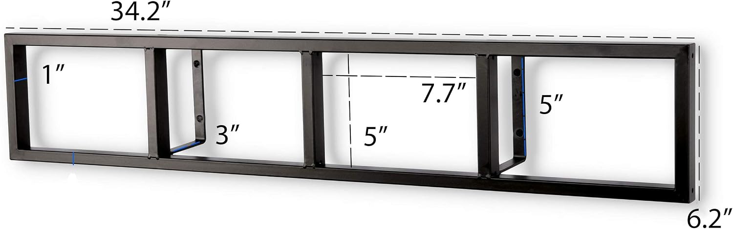 34 Inch Black Metal Floating Media Shelf Set Of 2