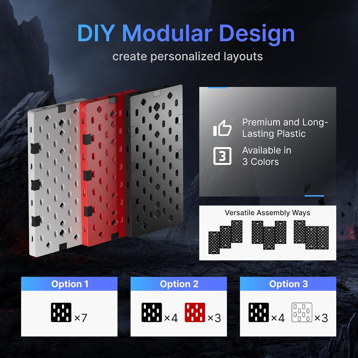 Black Pegboard Gaming Wall Mount Kit 7pcs