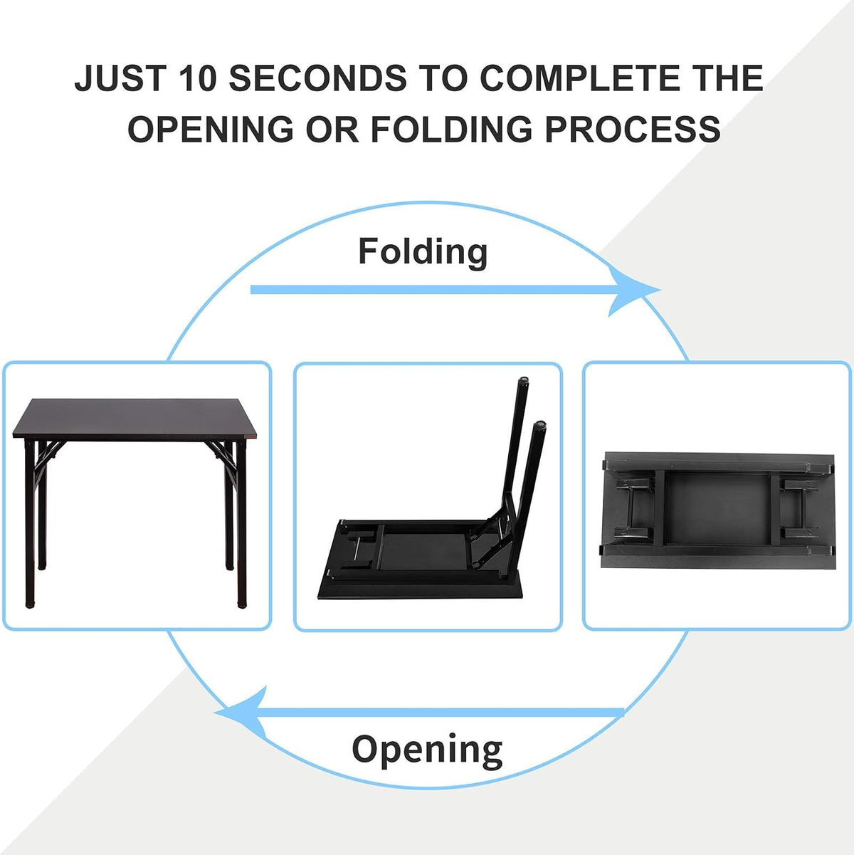 31.5" Black No Assembly Folding Computer Desk