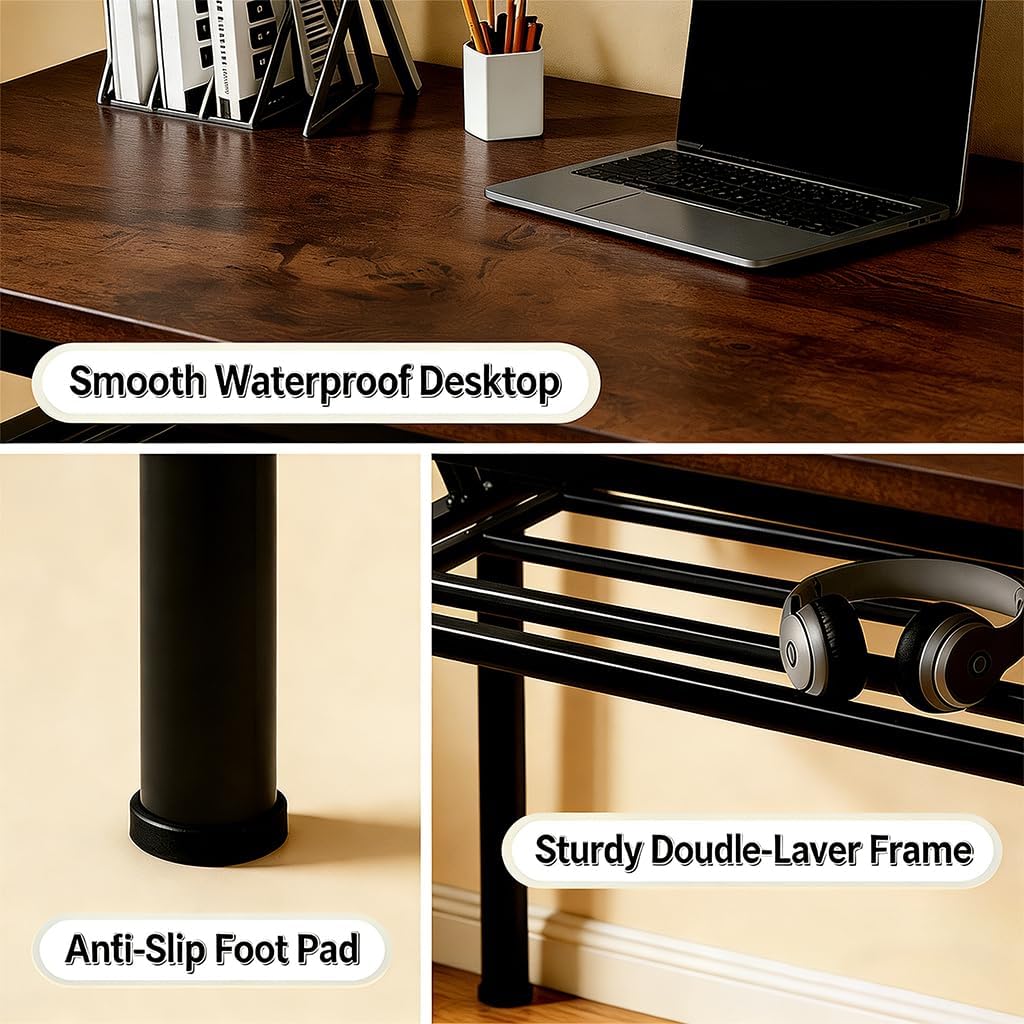 31.5" Brown No Assembly Folding Computer Desk