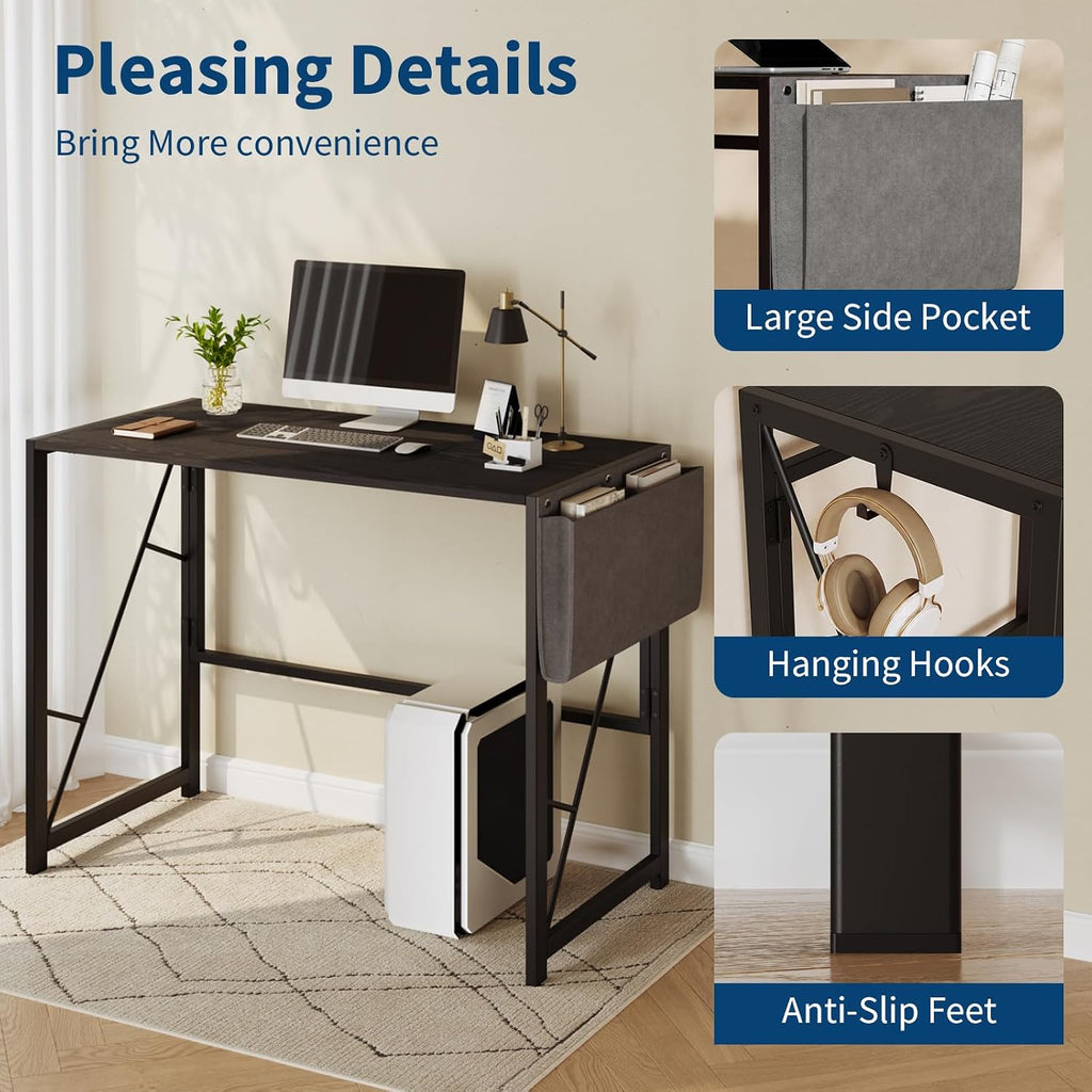 39.4" Black Folding Computer Desk