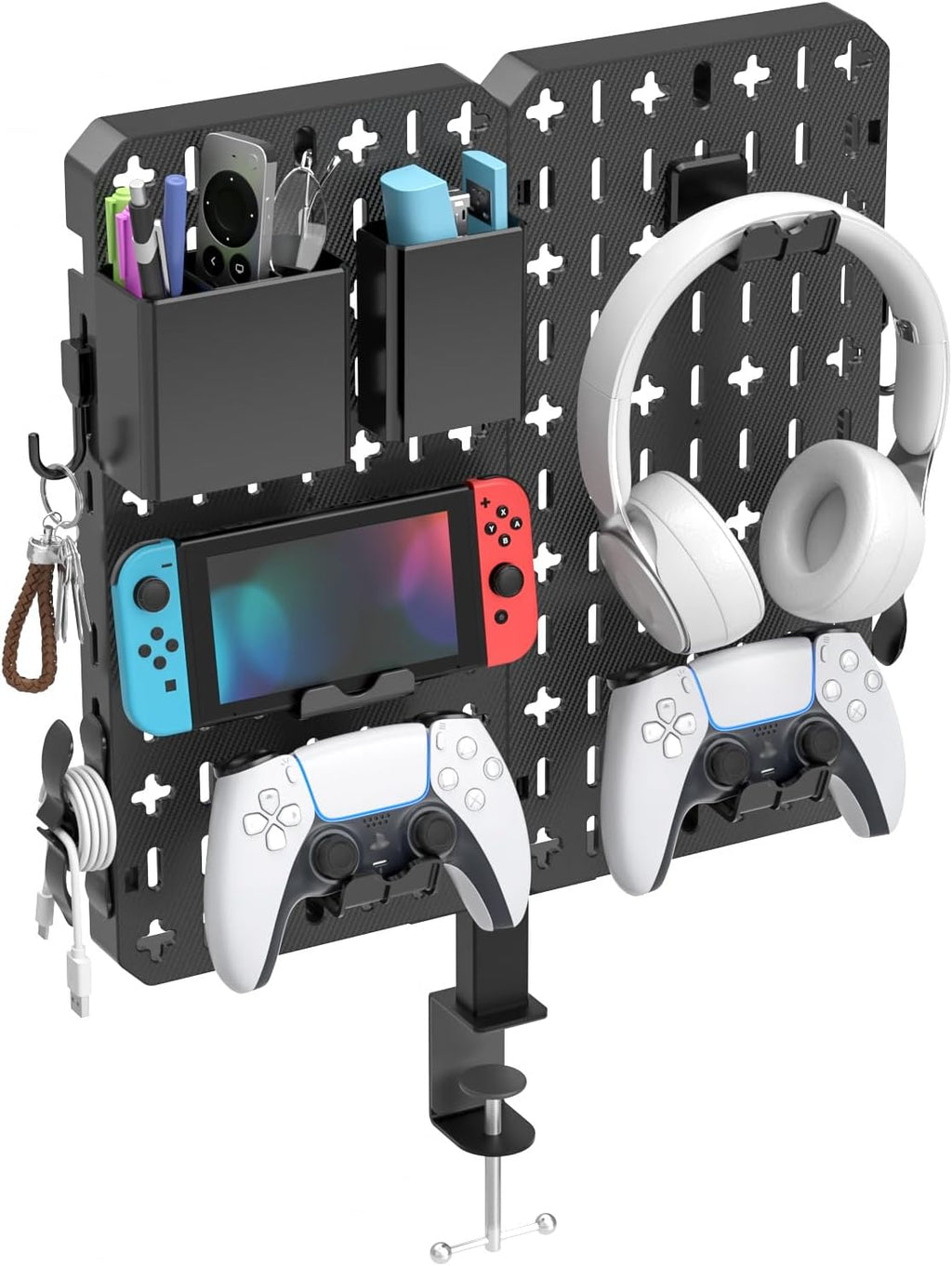 7‑In‑1 Clamp‑On Desk Pegboard Organizer