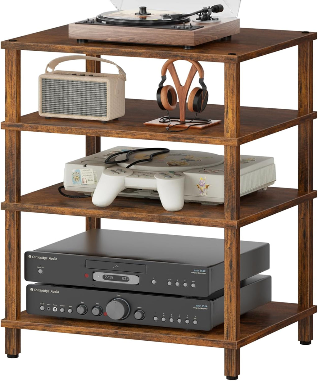 4‑Tier Brown Media Player Stand Entertainment Center