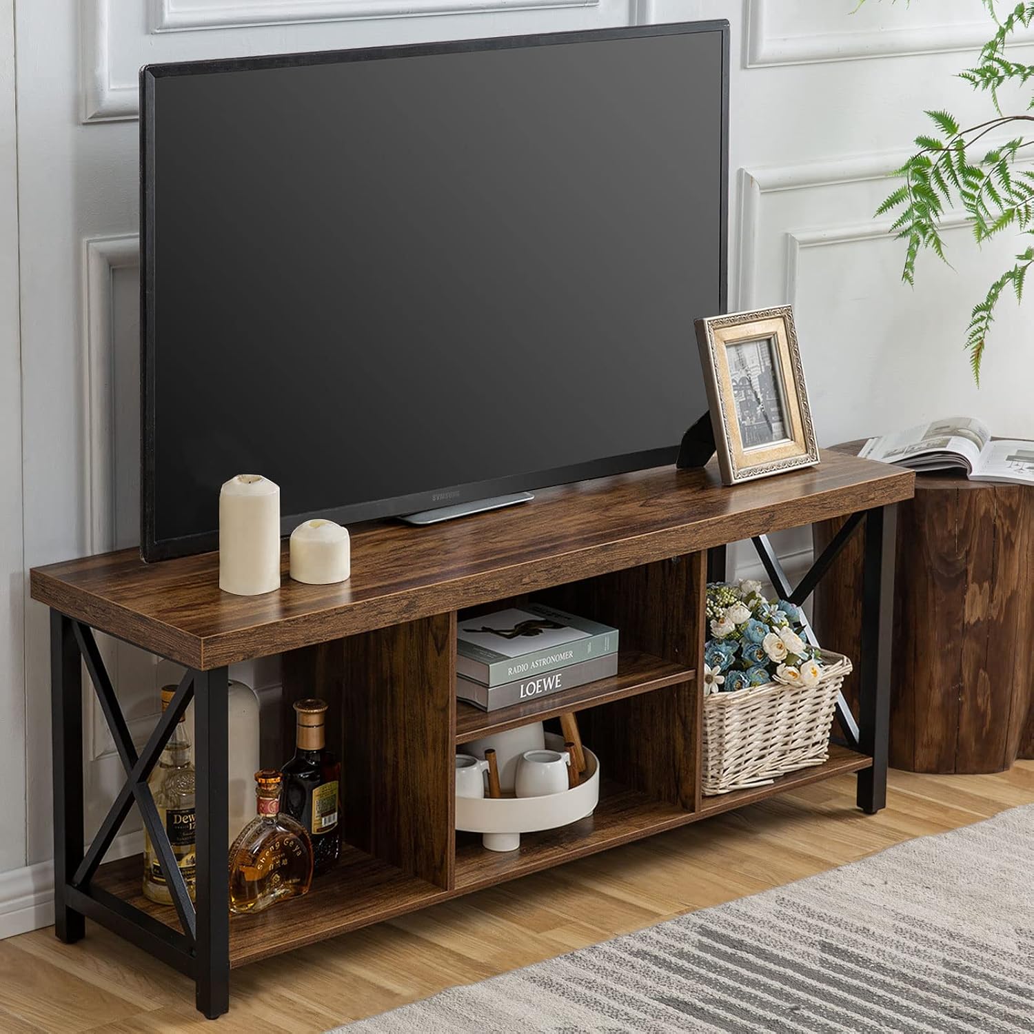 Rustic Brown TV Stand For 55 Inch TV