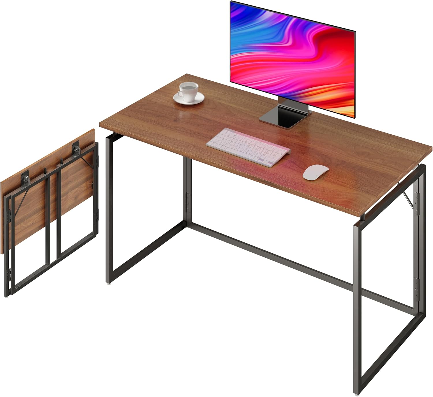 31.5" No Assembly Folding Desk Wood Top