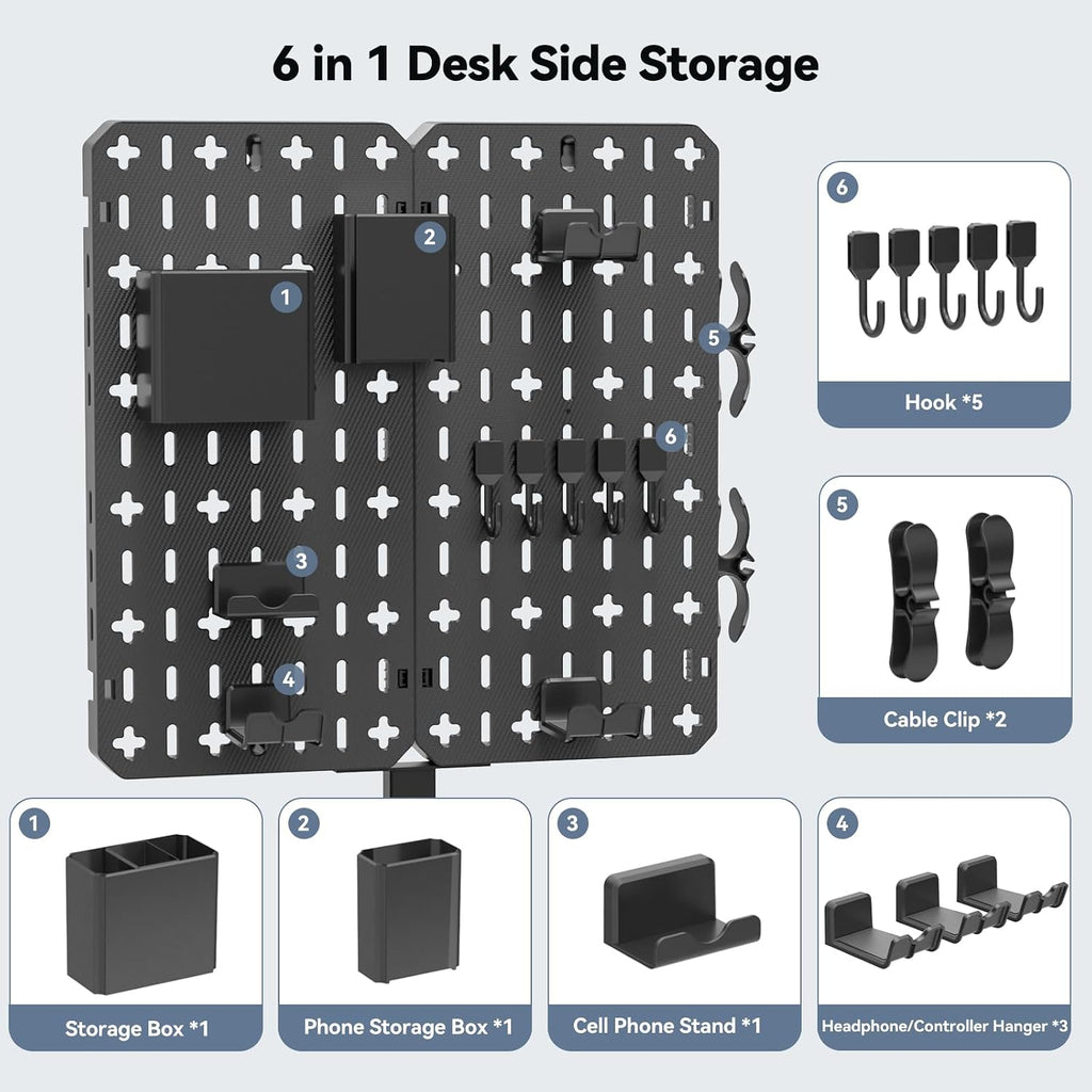7‑In‑1 Clamp‑On Desk Pegboard Organizer