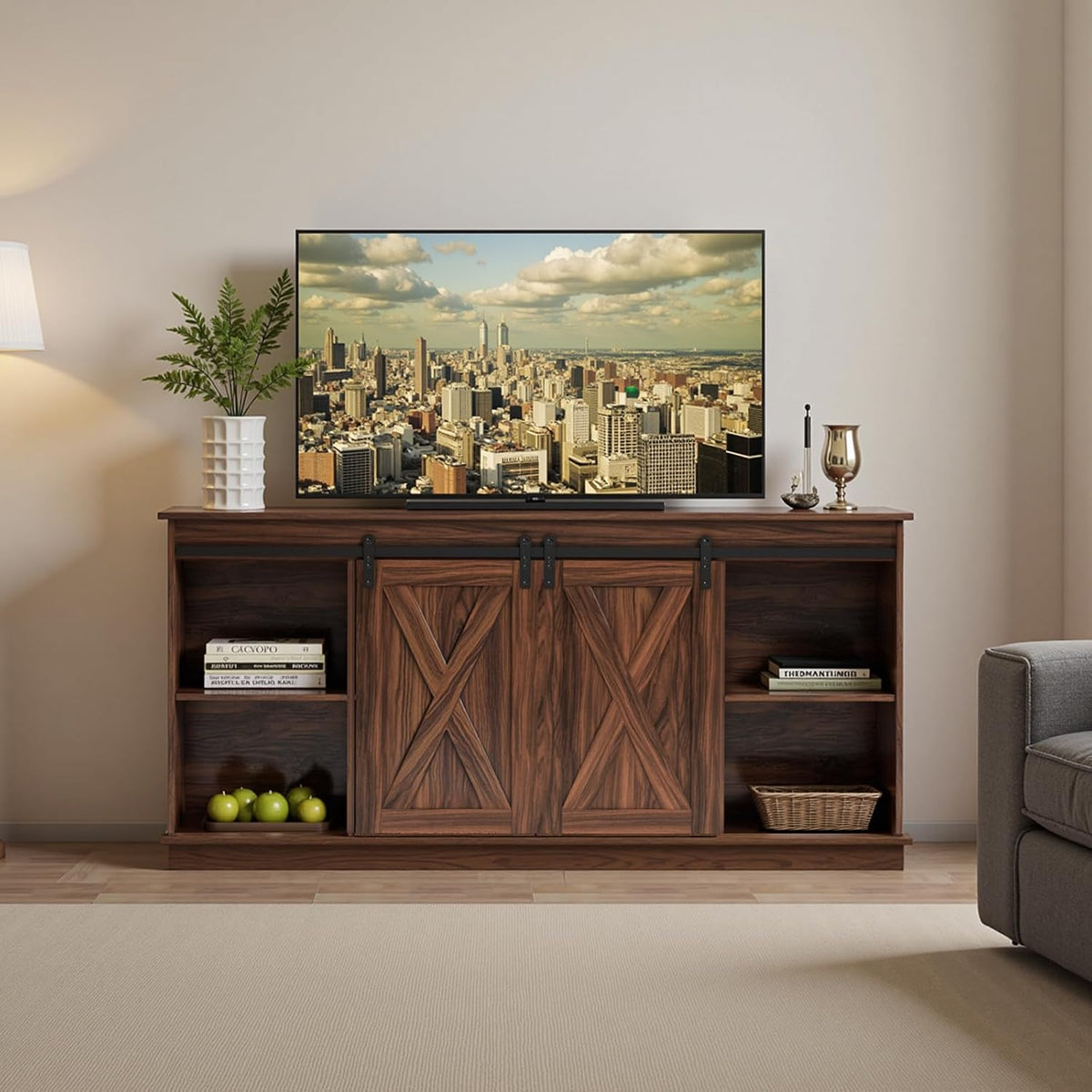 Brown Farmhouse TV Stand 65 Inch