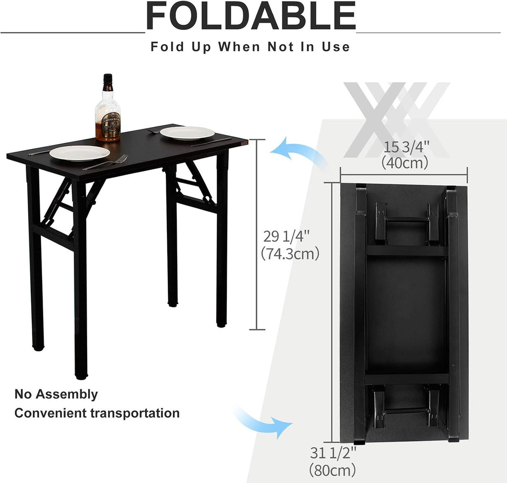 31.5" Black No Assembly Folding Computer Desk