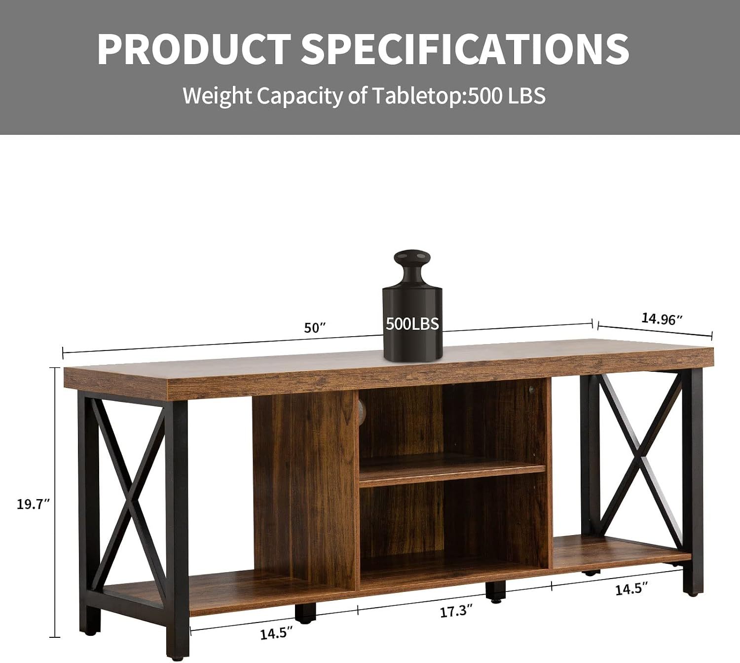 Rustic Brown TV Stand For 55 Inch TV