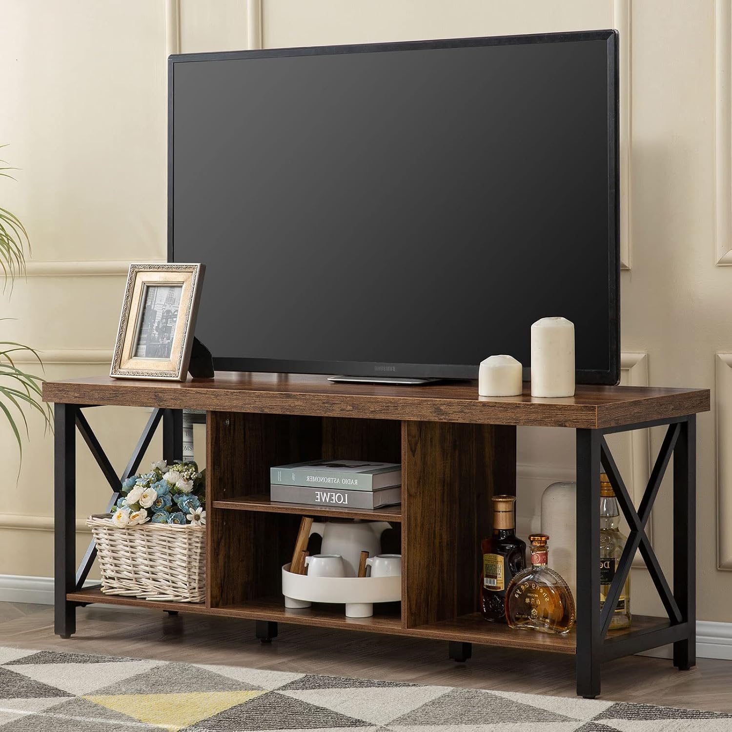 Rustic Brown TV Stand For 55 Inch TV