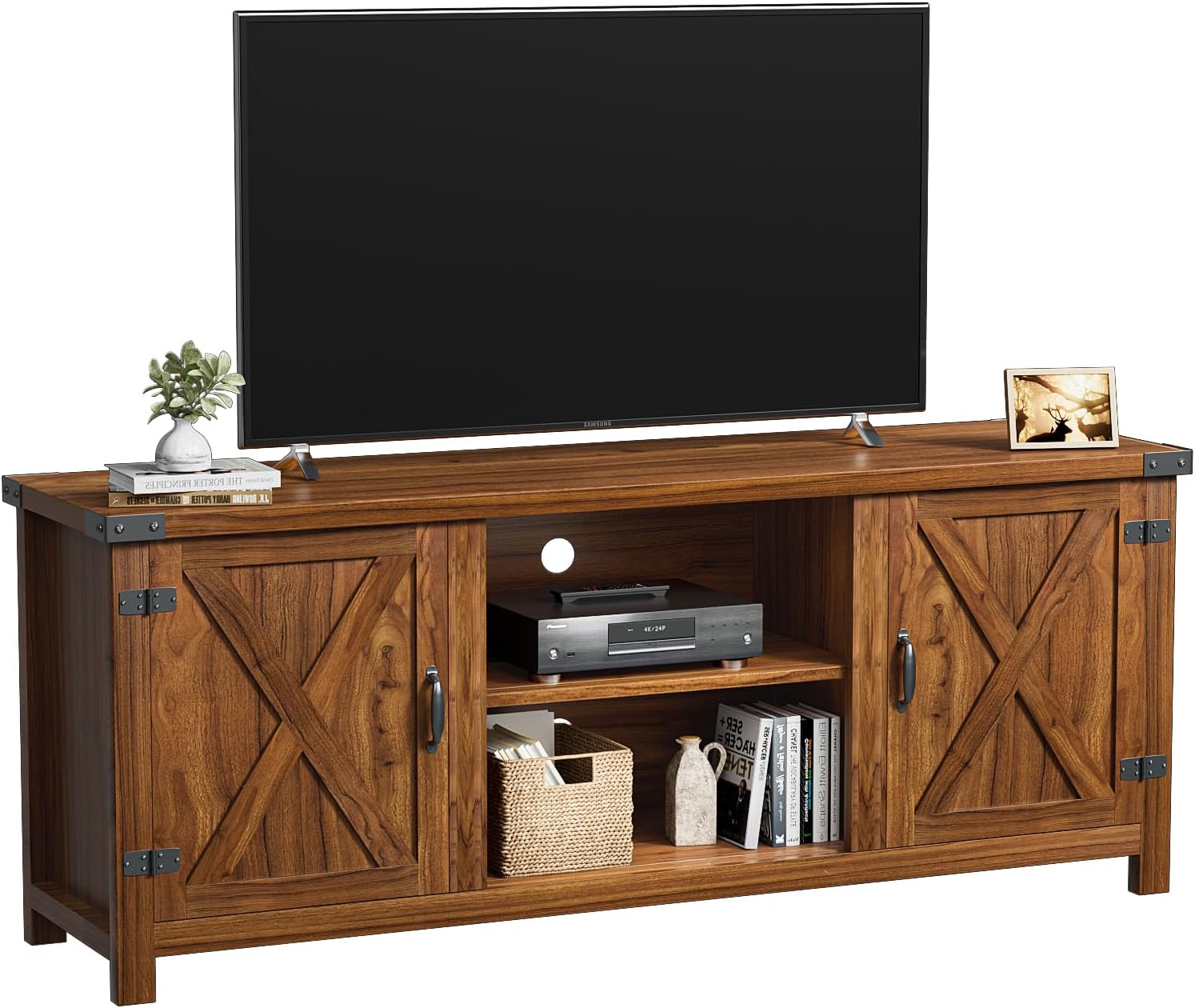 58" Walnut Farmhouse TV Stand