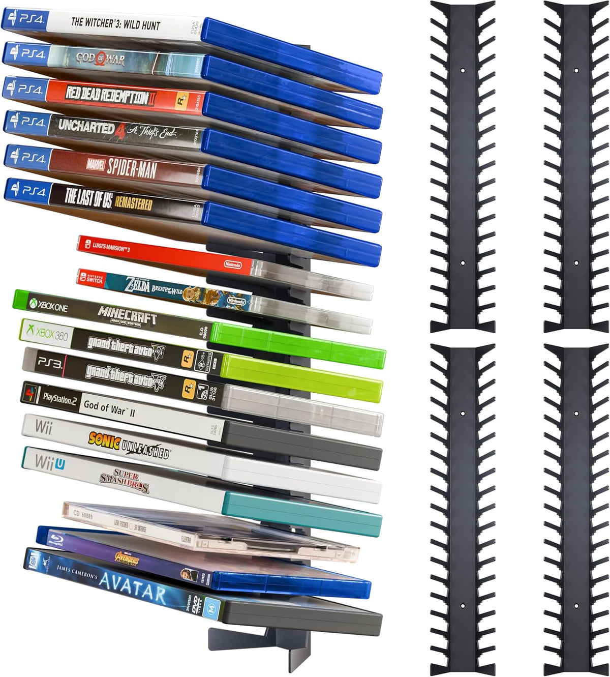 4‑Pack Metal Game Storage Wall Shelves