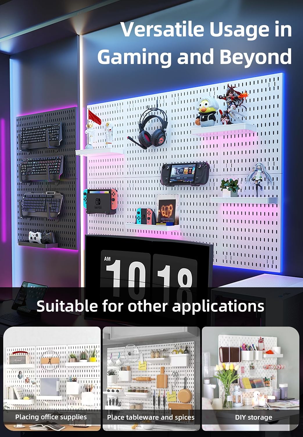 Black Modular Pegboard Wall Organizer Kit 4 Pack