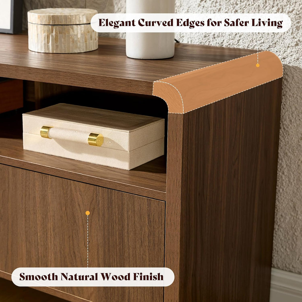 70" Brown Curved TV Stand For 80" TV