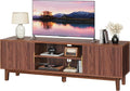 54" Brown Fluted Mid Century TV Stand