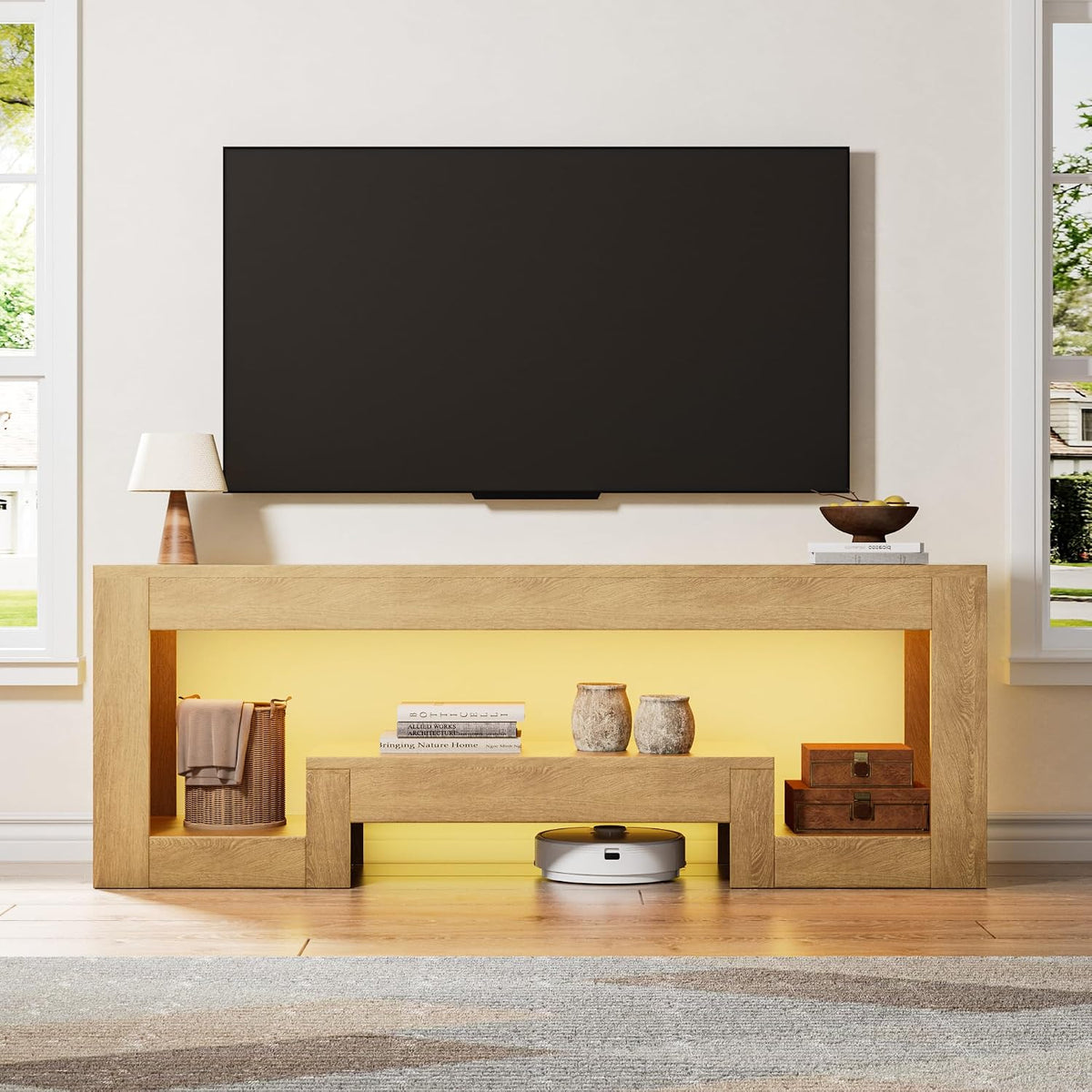 54" Natural LED TV Stand For 65" TV