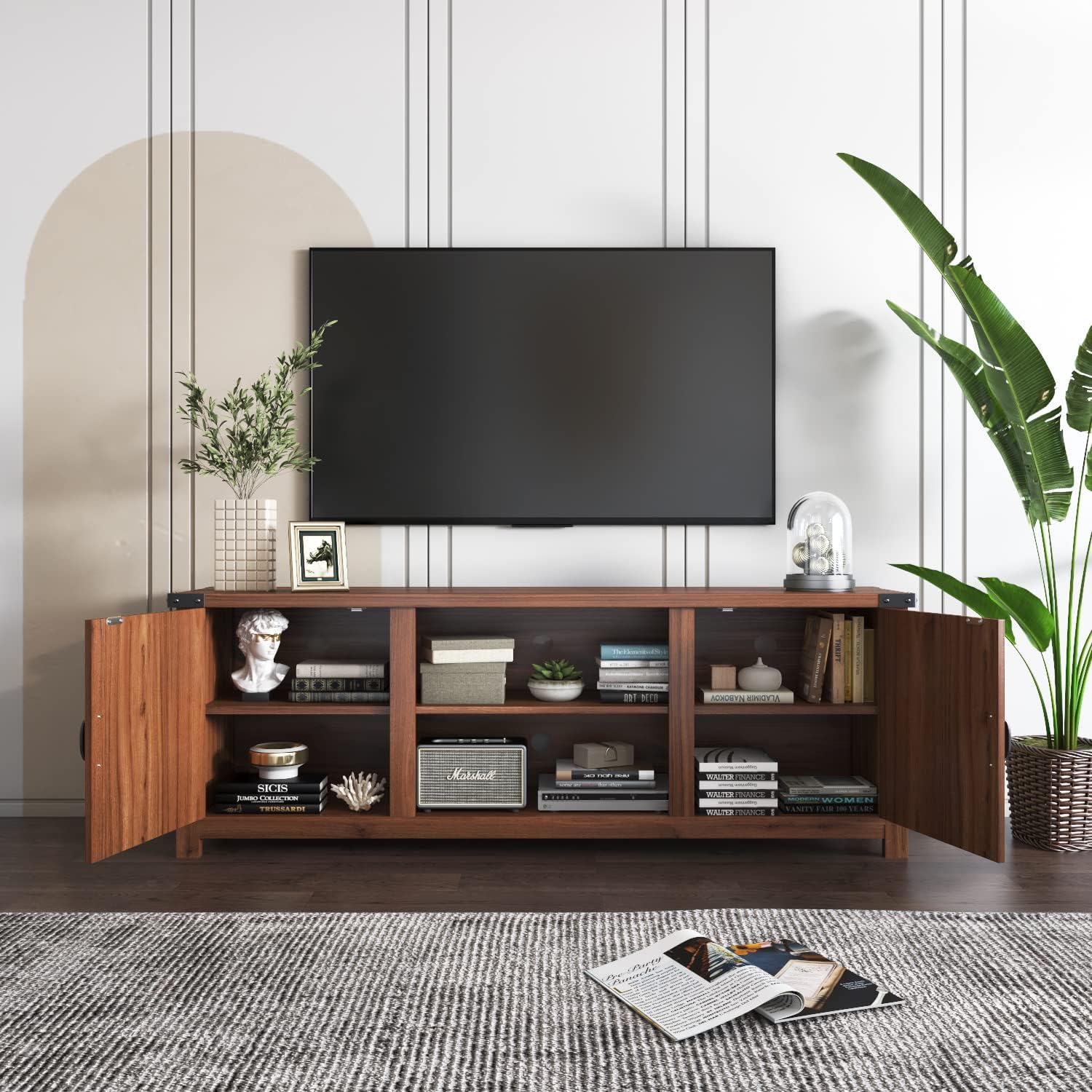 58" Walnut Farmhouse TV Stand
