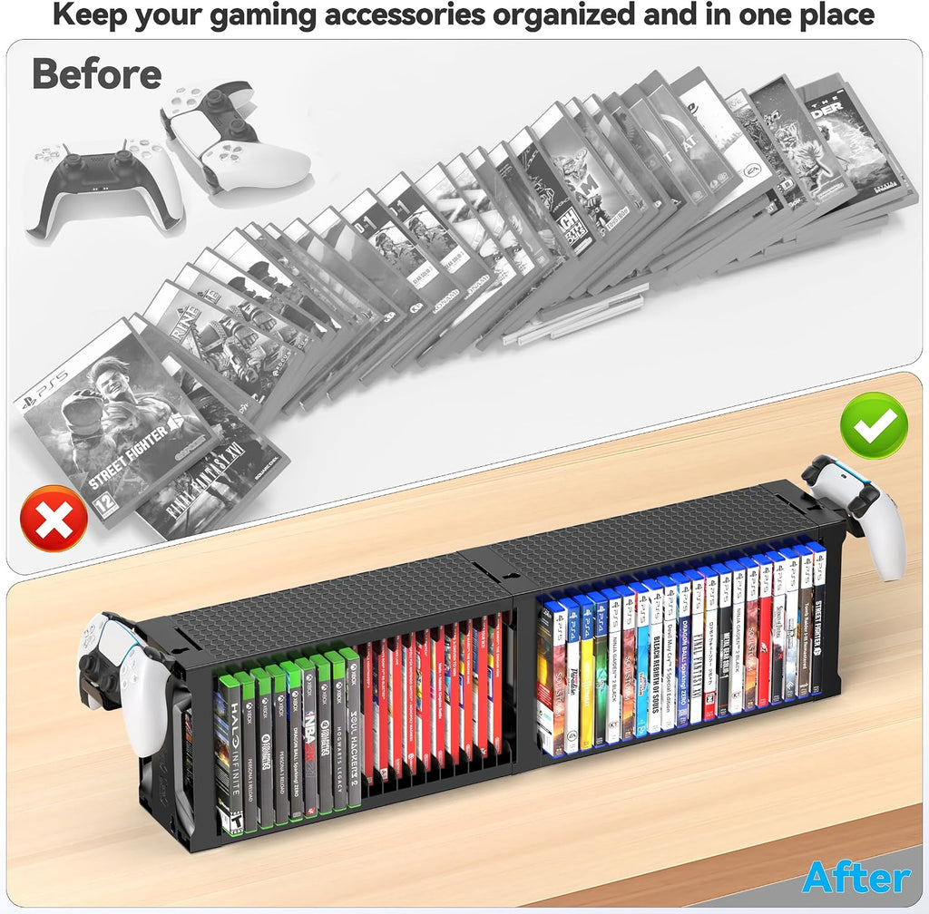 Game Disc Storage Tower With Controller Holder