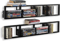 34 Inch Black Metal Floating Media Shelf Set Of 2