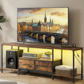 Rustic Brown TV Stand With Power & Lights