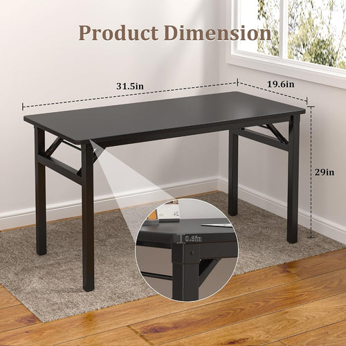 31.5" Black Folding Computer Desk With Storage Bag & Hooks