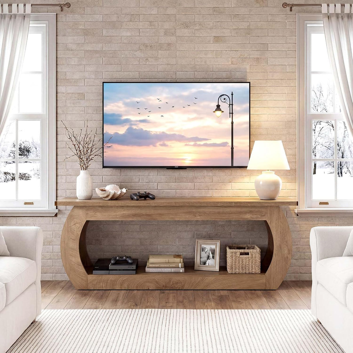 Brown TV Stand For 65 Inch TV