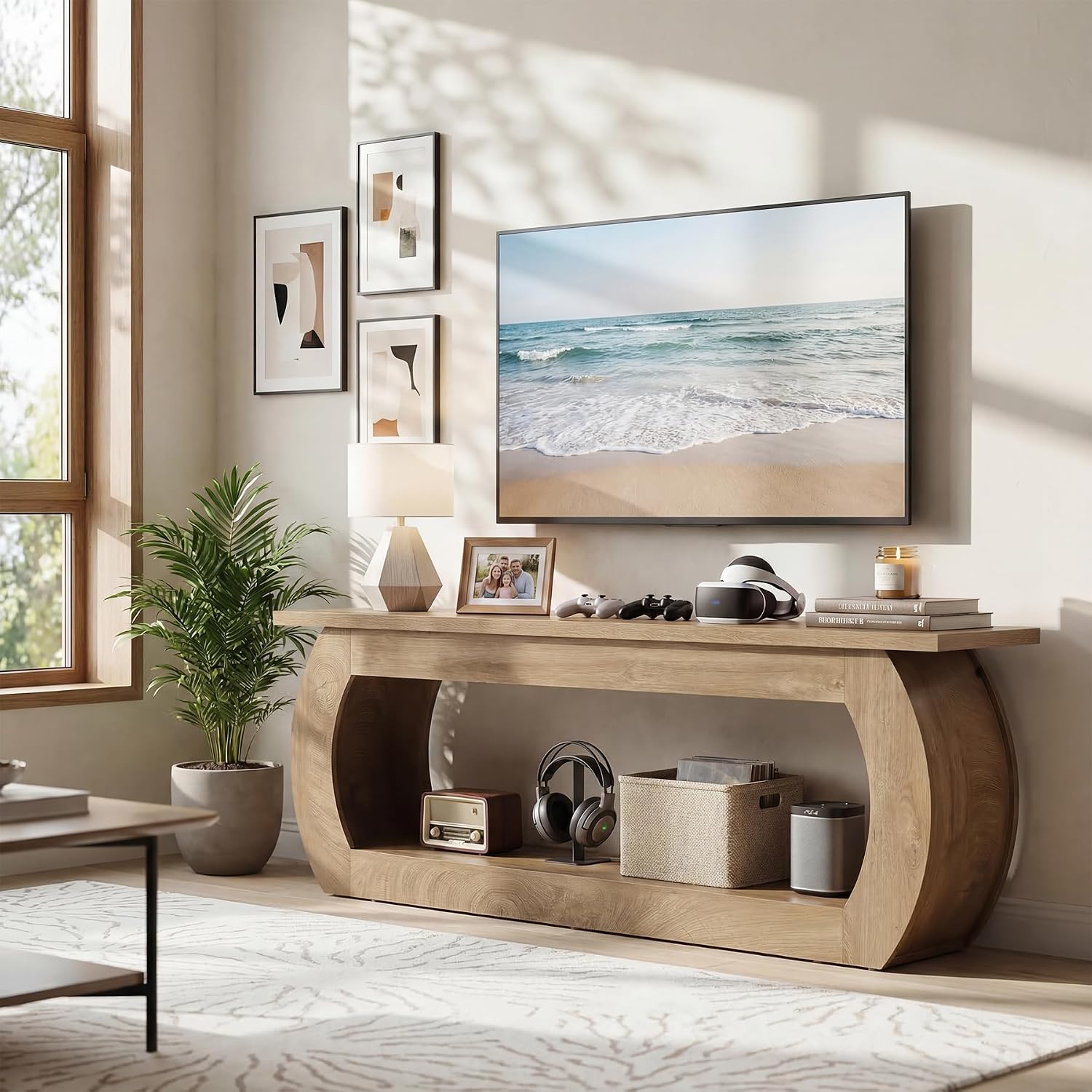 Brown TV Stand For 65 Inch TV