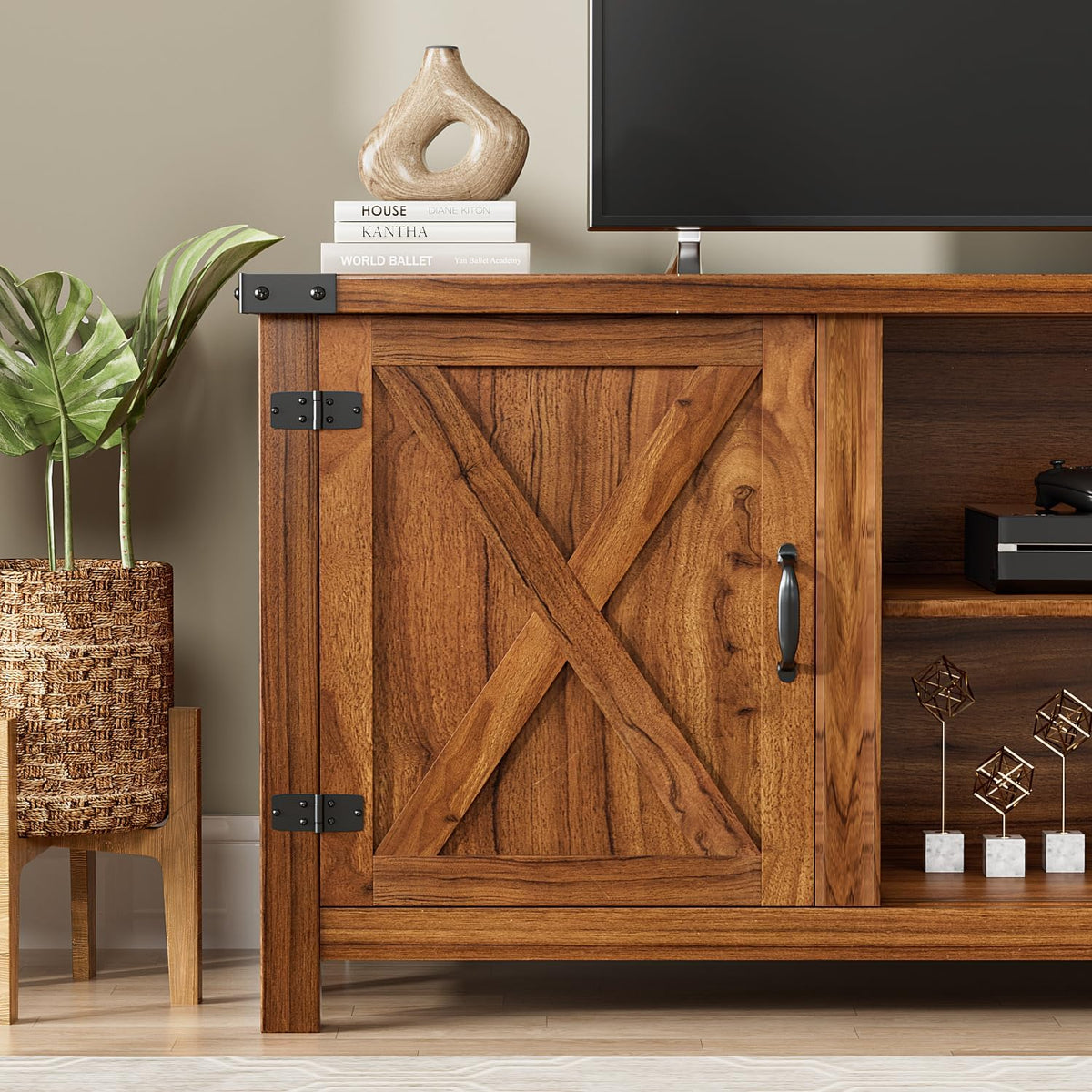 58" Walnut Farmhouse TV Stand