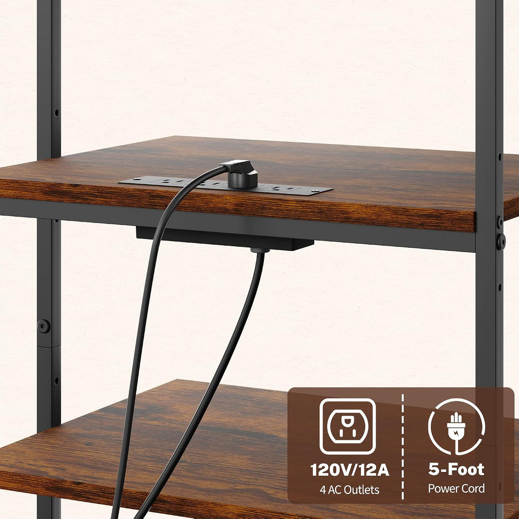 4‑Tier AV Media Stand With Power Strip