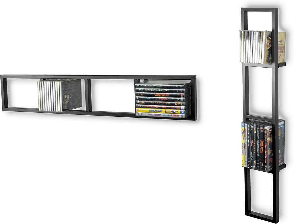 34 Inch Black Metal Floating Media Shelf Set Of 2