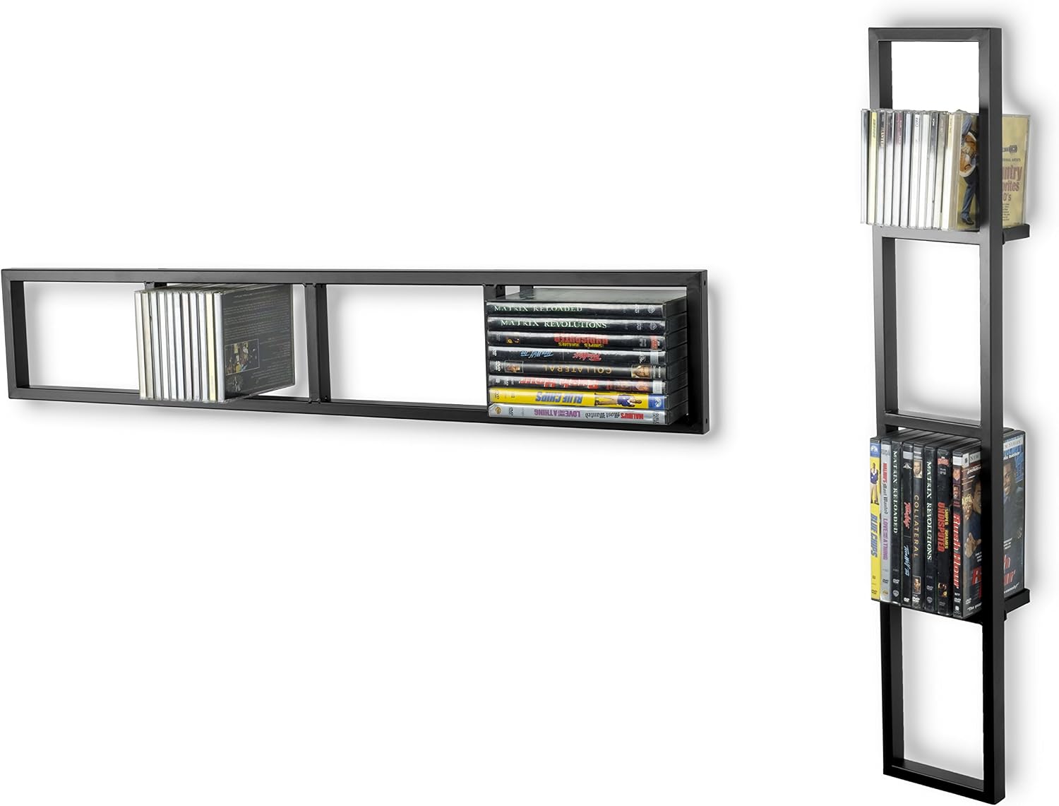 34 Inch Black Metal Floating Media Shelf Set Of 2