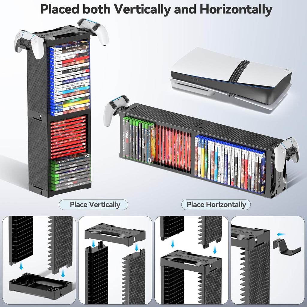 Game Disc Storage Tower With Controller Holder