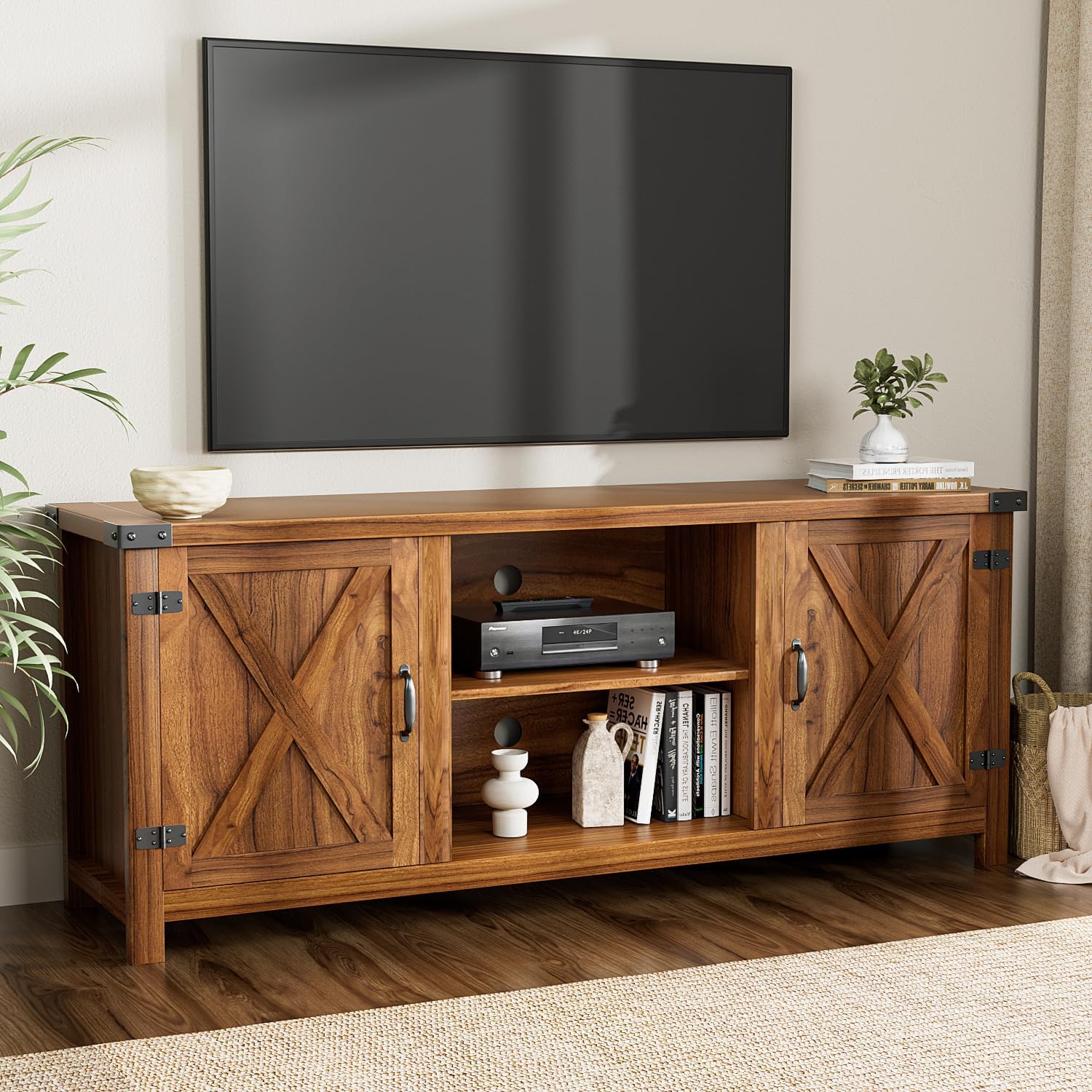 58" Walnut Farmhouse TV Stand