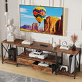 55.1" Rustic Brown TV Stand With Fabric Drawer