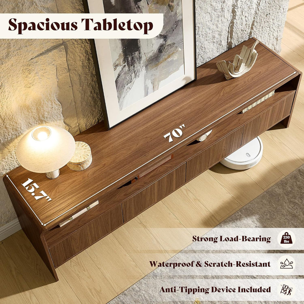 70" Brown Curved TV Stand For 80" TV